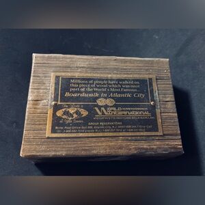 Authentic Wooden Boardwalk Piece Atlantic City, NJ w/ Brass Plaque